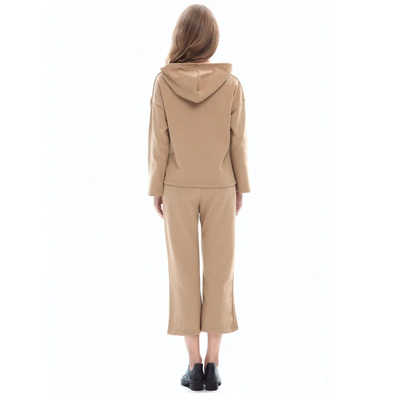 2pcs Wholesale Women Sweatsuit Sets Hoodies    Cropped Trousers