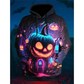 3D Print Mens Halloween Pumpkin Graphic Hoodie Costume Oversized Pull Over Sweatshirt For Men Women Halloween Holidays Tracksuit