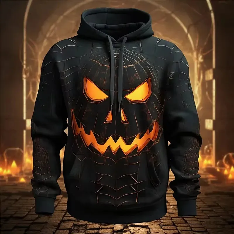 3D Print Mens Halloween Pumpkin Graphic Hoodie Costume Oversized Pull Over Sweatshirt For Men Women Halloween Holidays Tracksuit