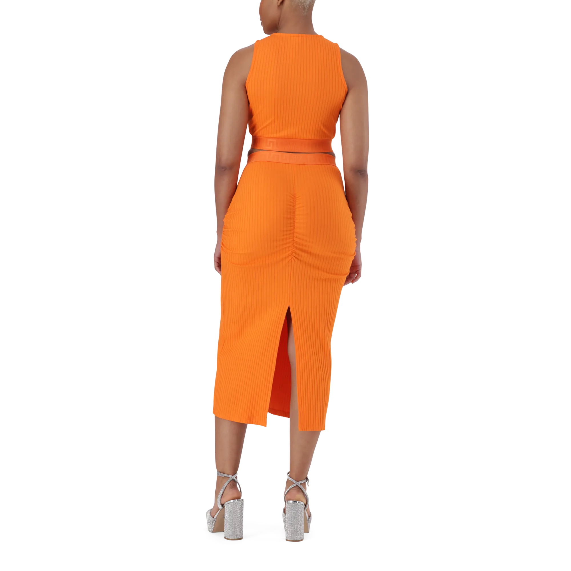 ALEXA ORANGE HIGH NECK CROPPED TOP