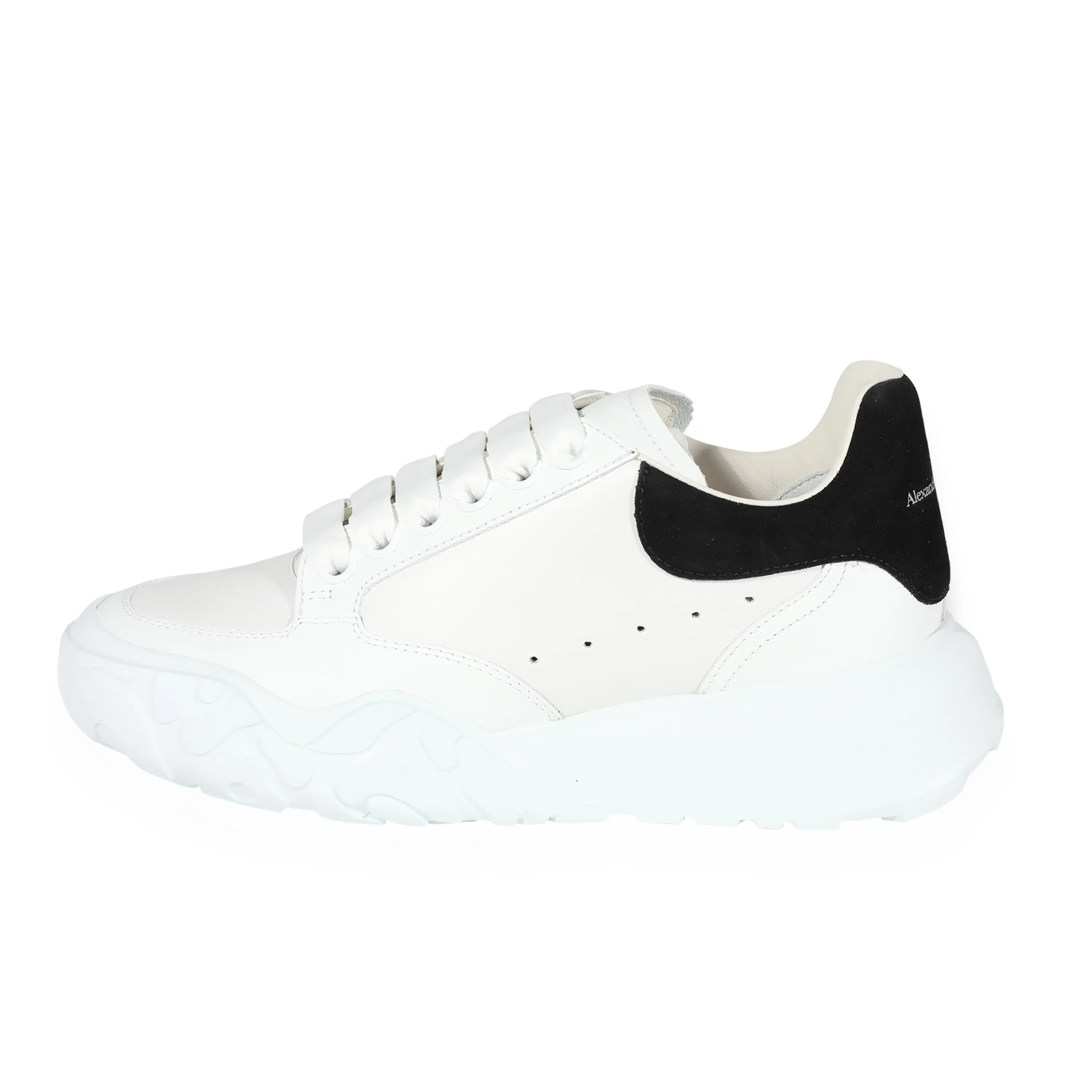 Alexander McQueen Wmns Oversized Court White Black Suede