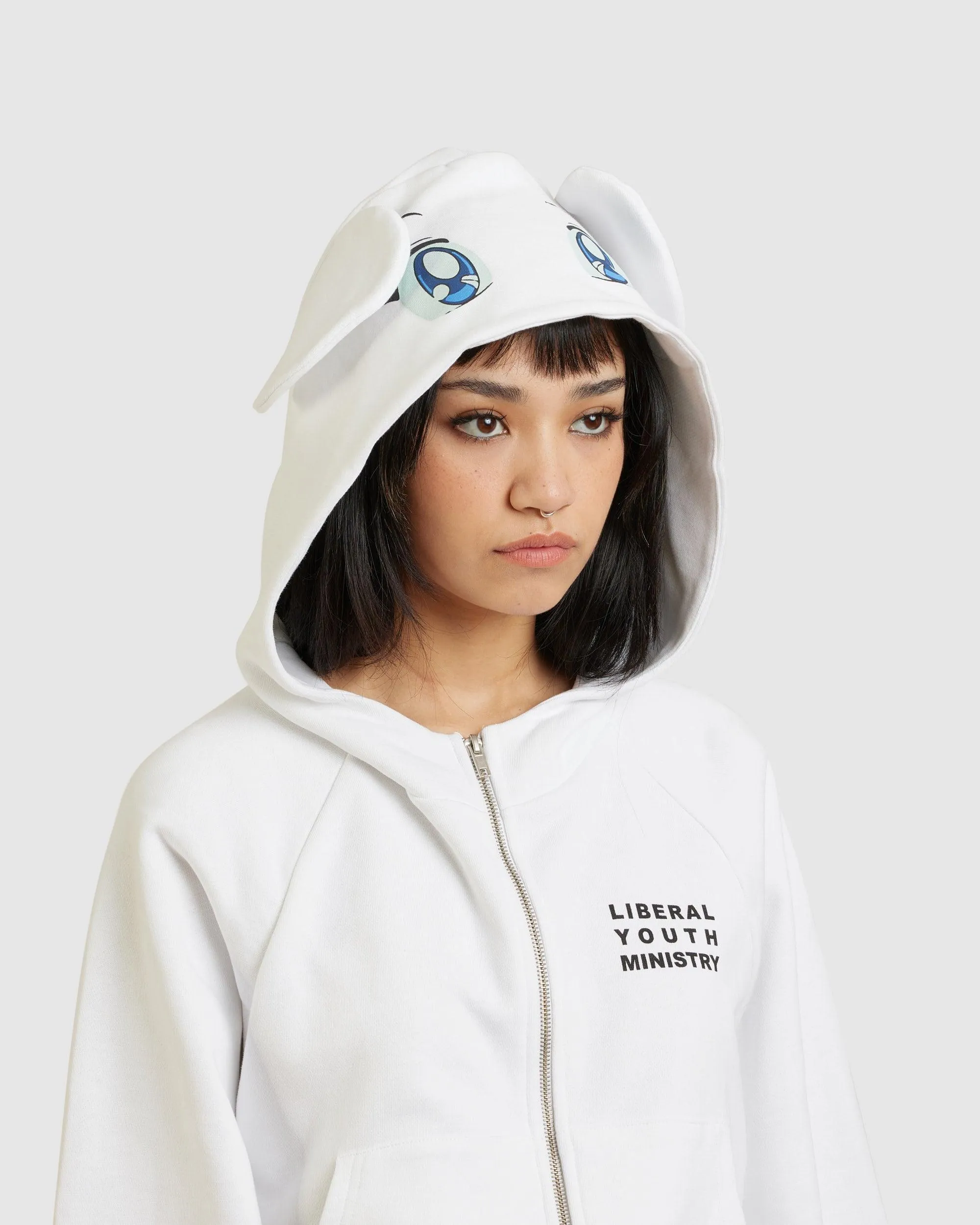 Anime Zipped Hoodie White (W)