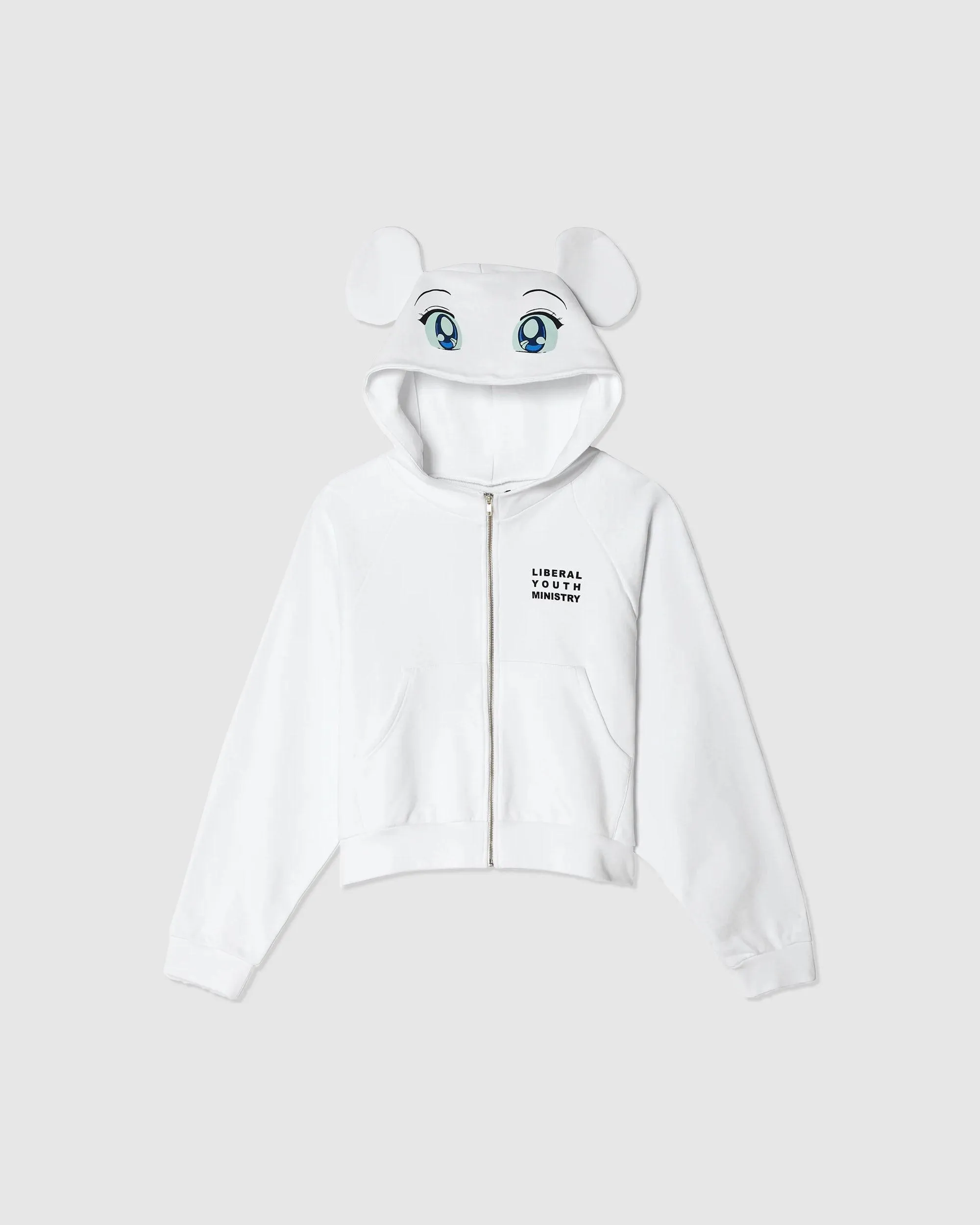 Anime Zipped Hoodie White (W)