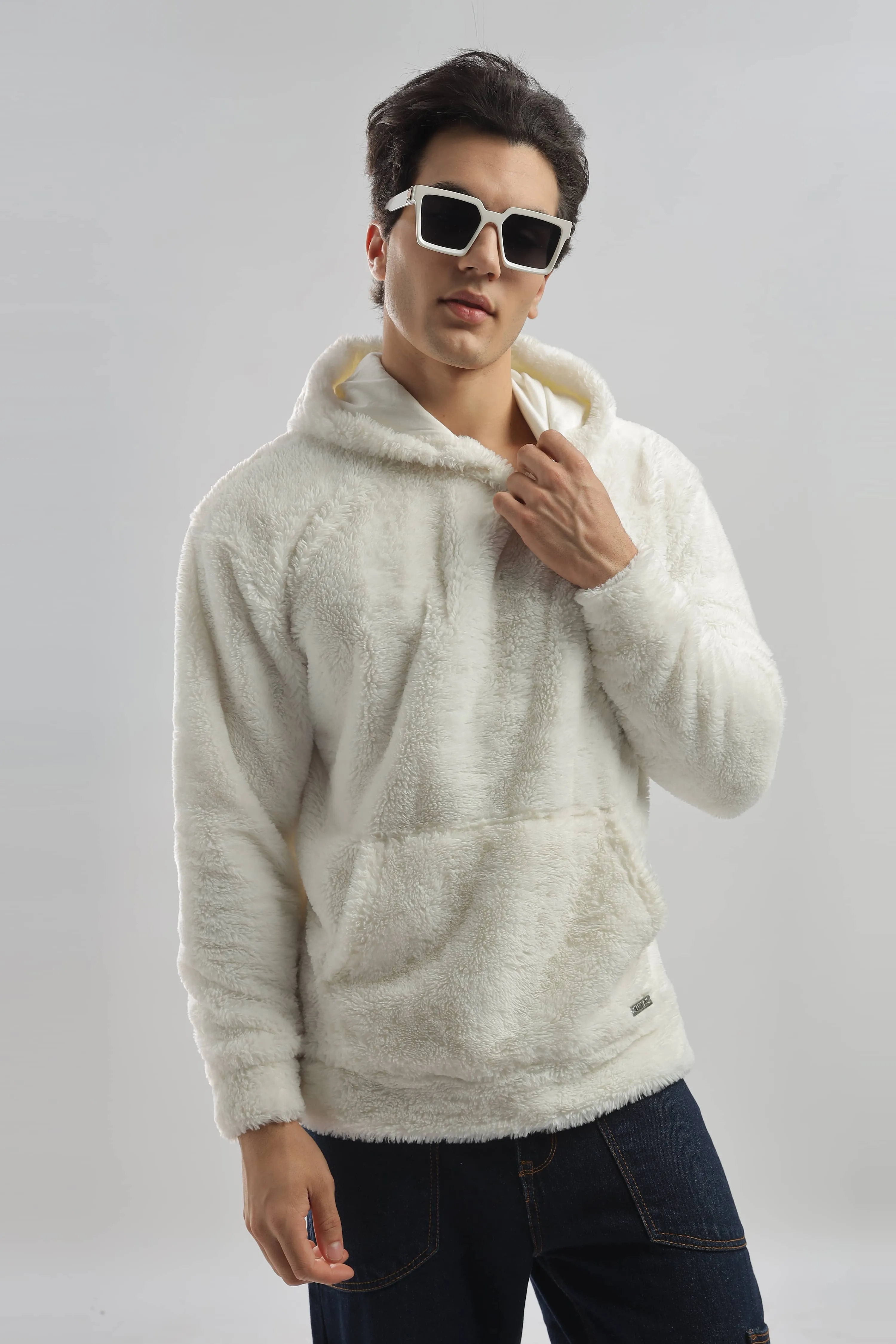 Artic Wolf White Oversized Hoodie