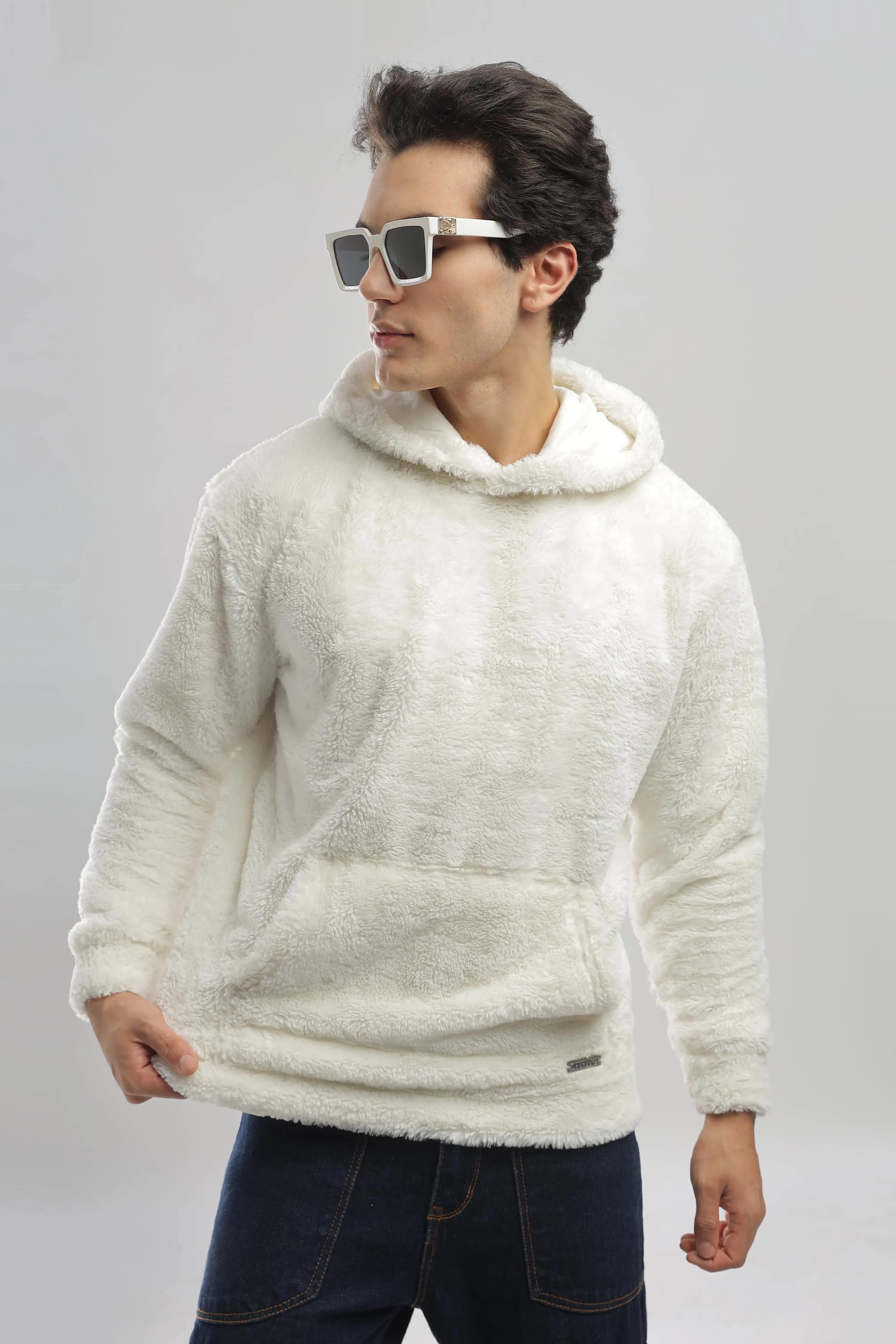 Artic Wolf White Oversized Hoodie