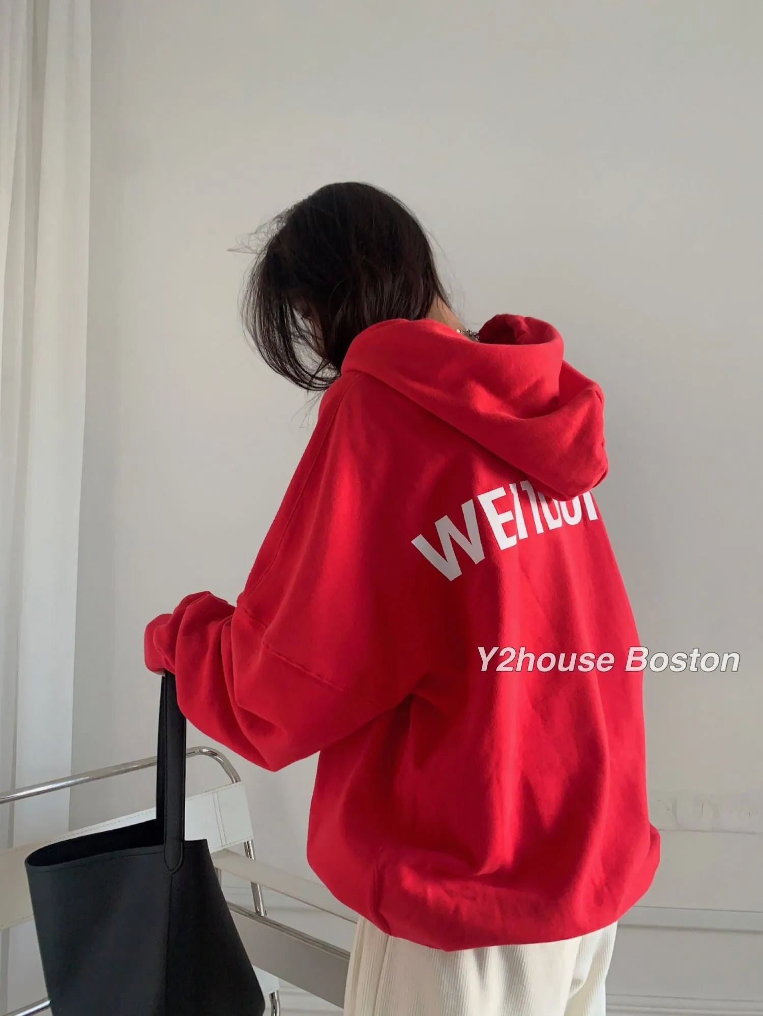 Back White Logo Hoodie