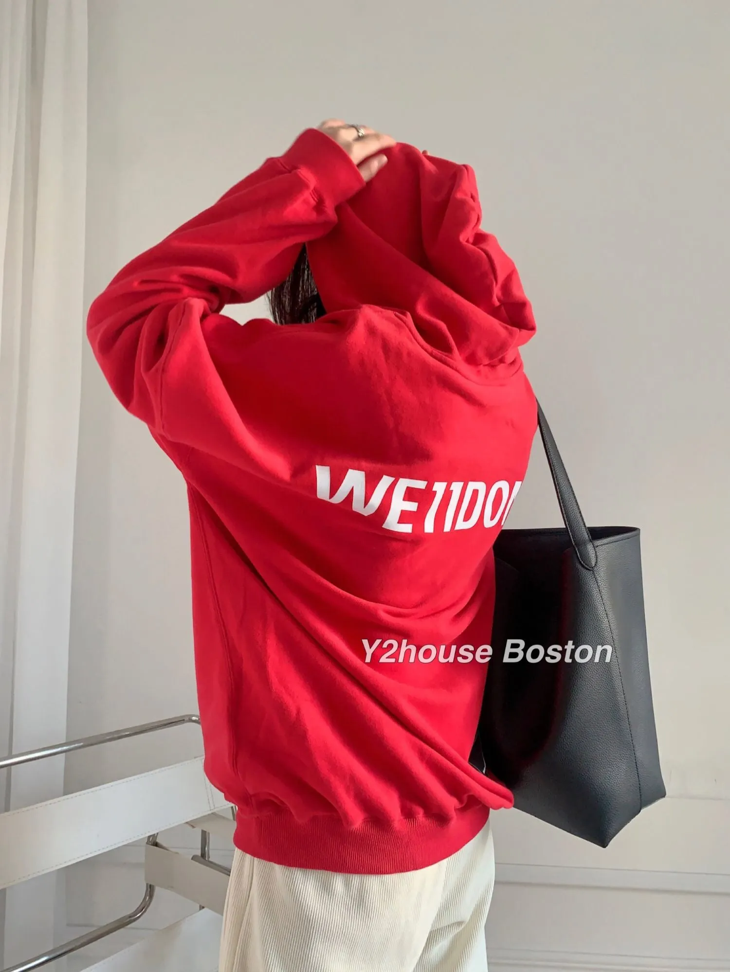 Back White Logo Hoodie