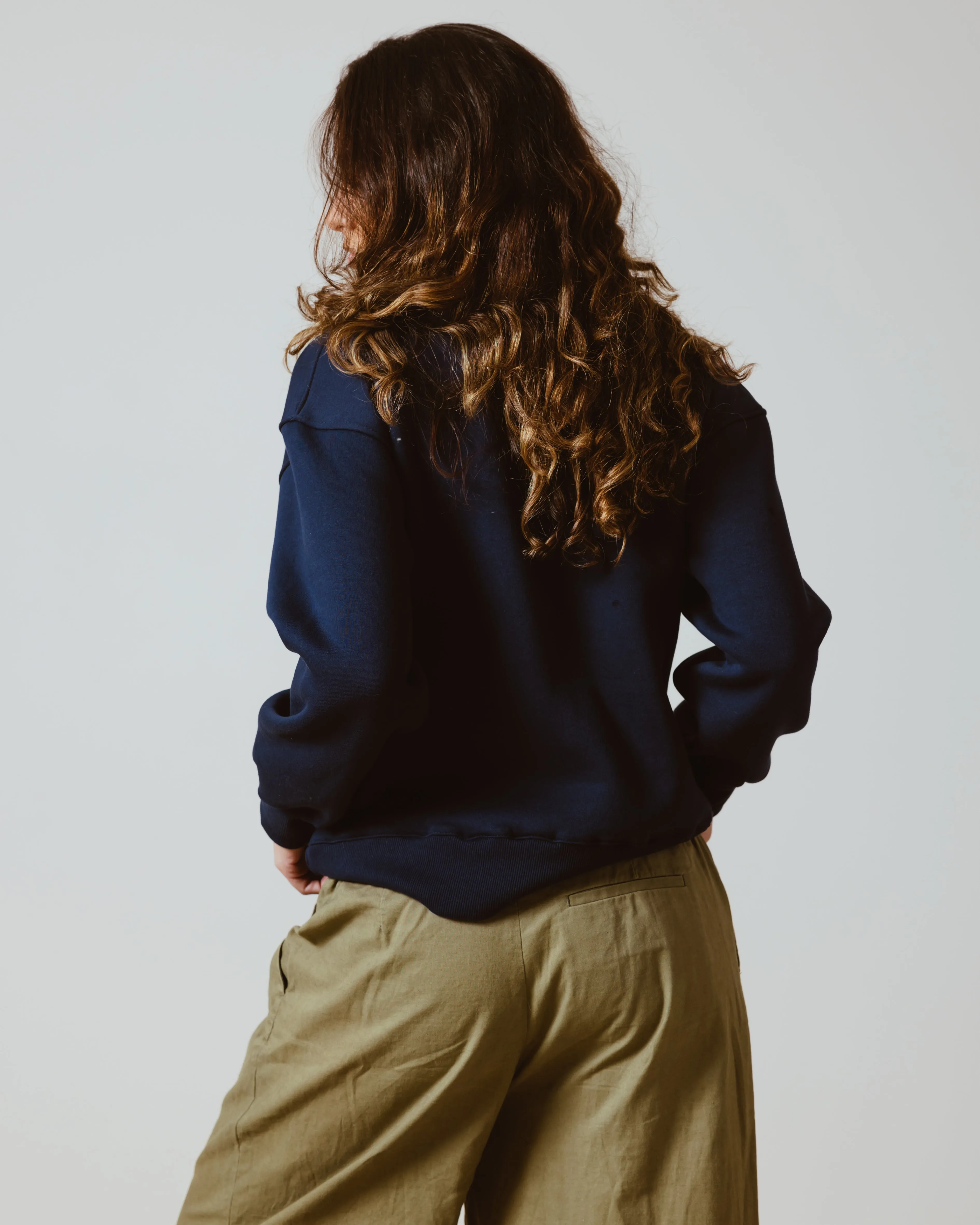 BASIC CROPPED SWEATSHIRT NAVY BLUE