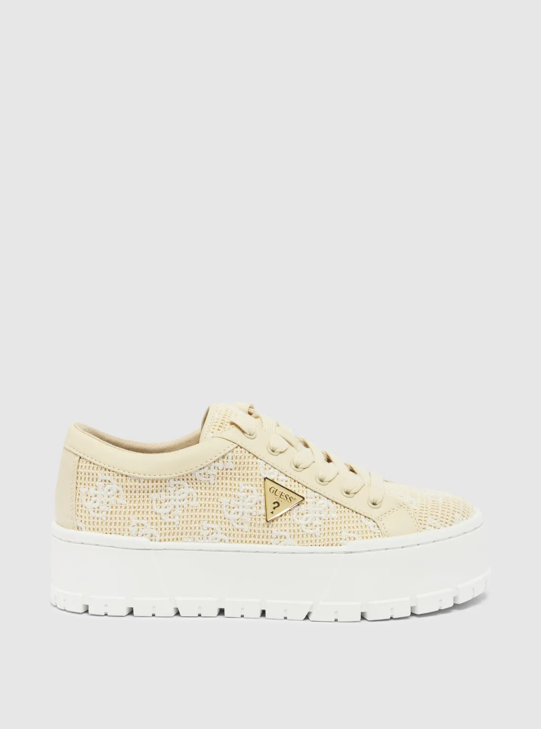 Beige Logo Chunky Lo-Top Sneakers