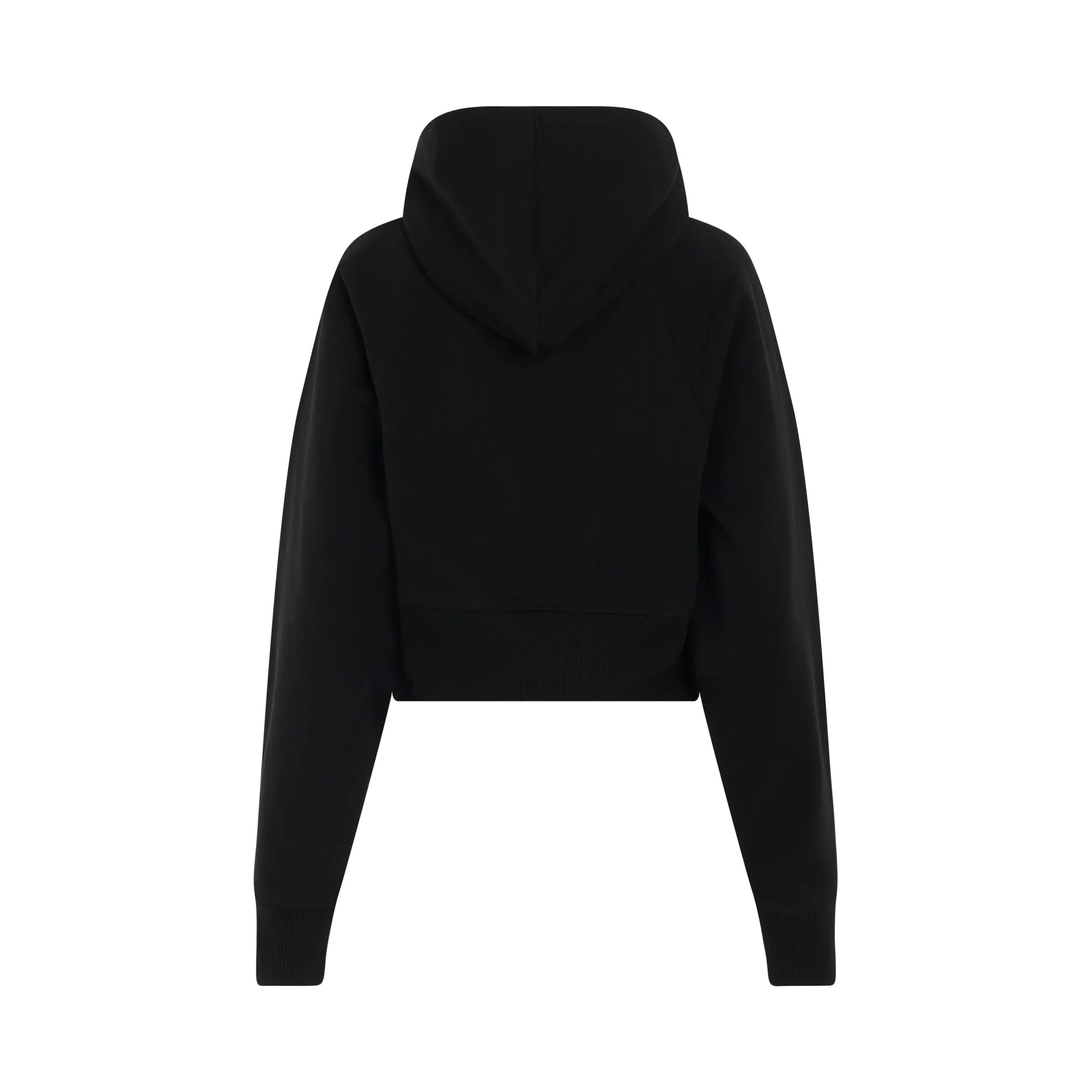 Buttonned Cropped Hoodie in Black