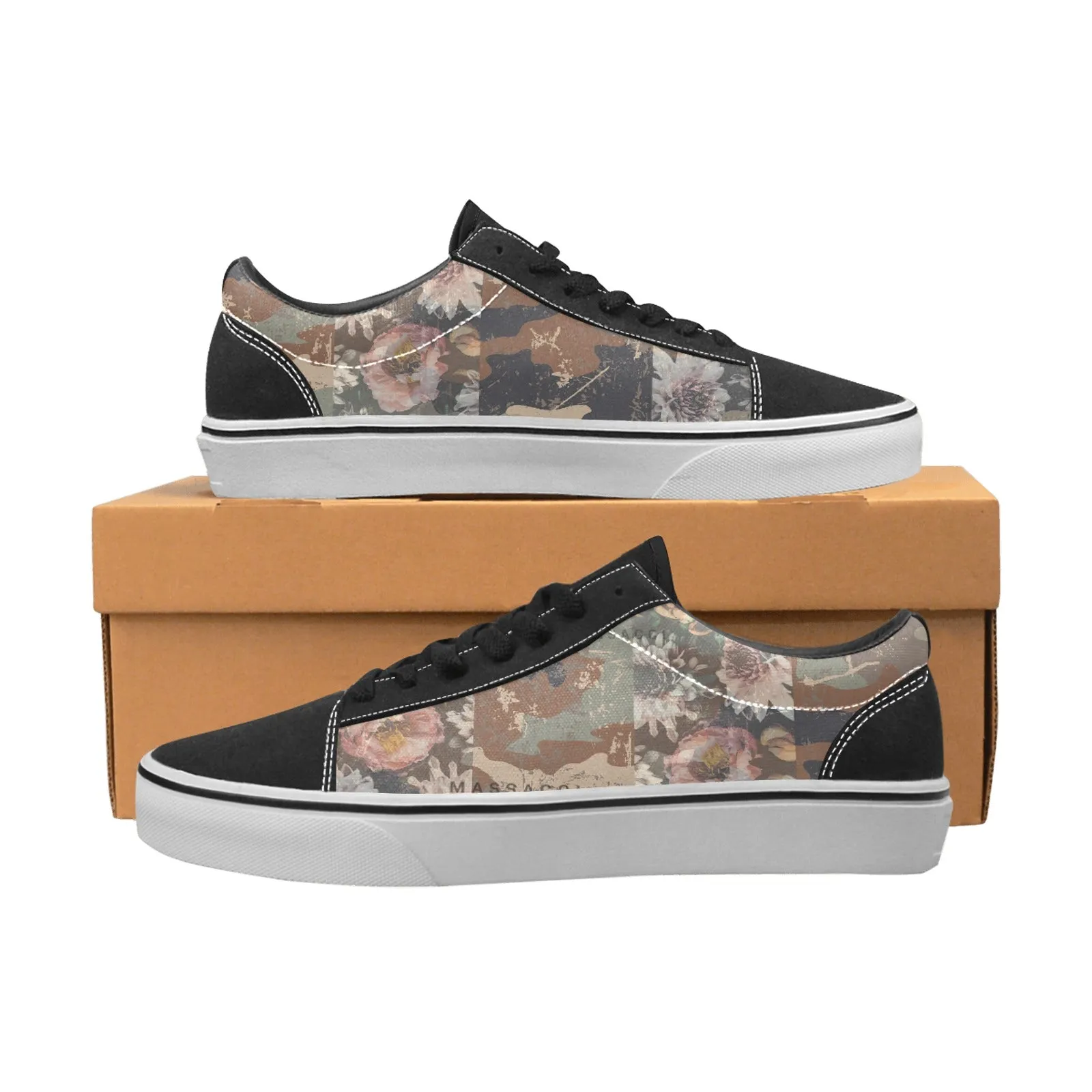 Camo Flower, Men's Lace-Up Canvas Sneakers