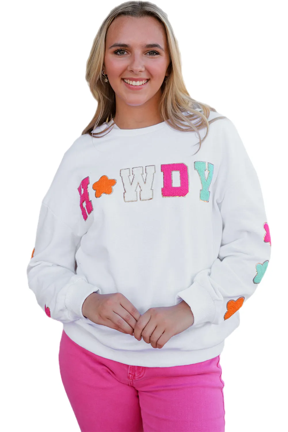 Chenille Patch Graphic Casual Sweatshirt