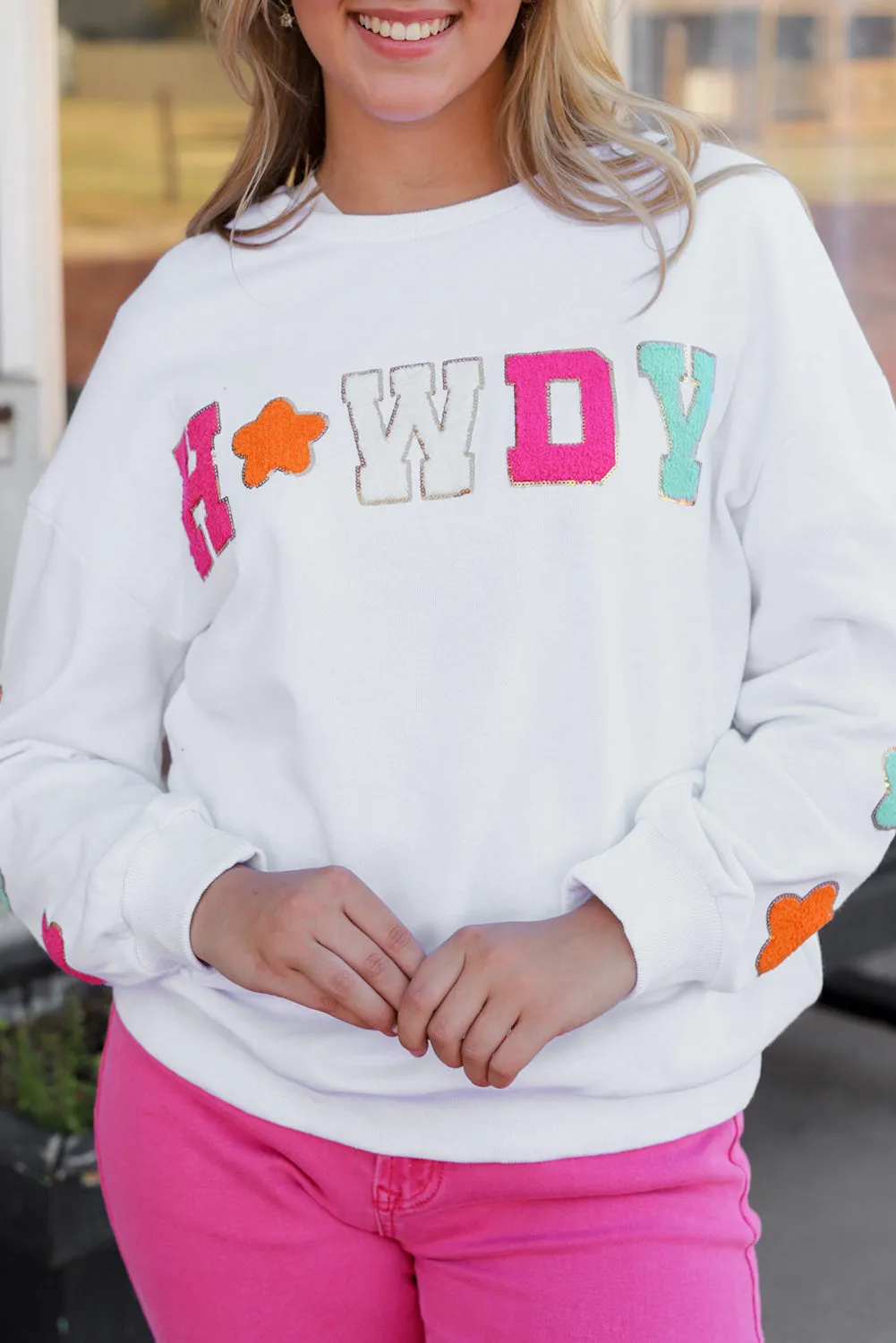 Chenille Patch Graphic Casual Sweatshirt