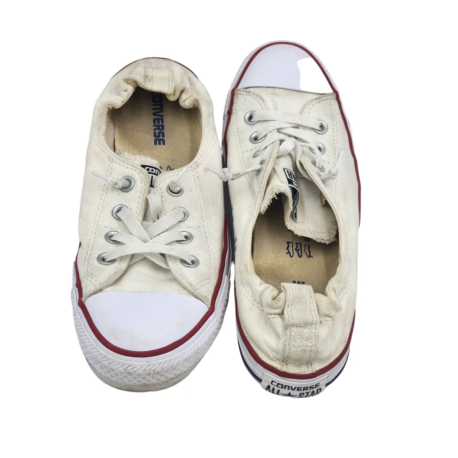 Converse All Star Sneakers Womens 10 Shoes Slip On White Canvas Skate Low Top