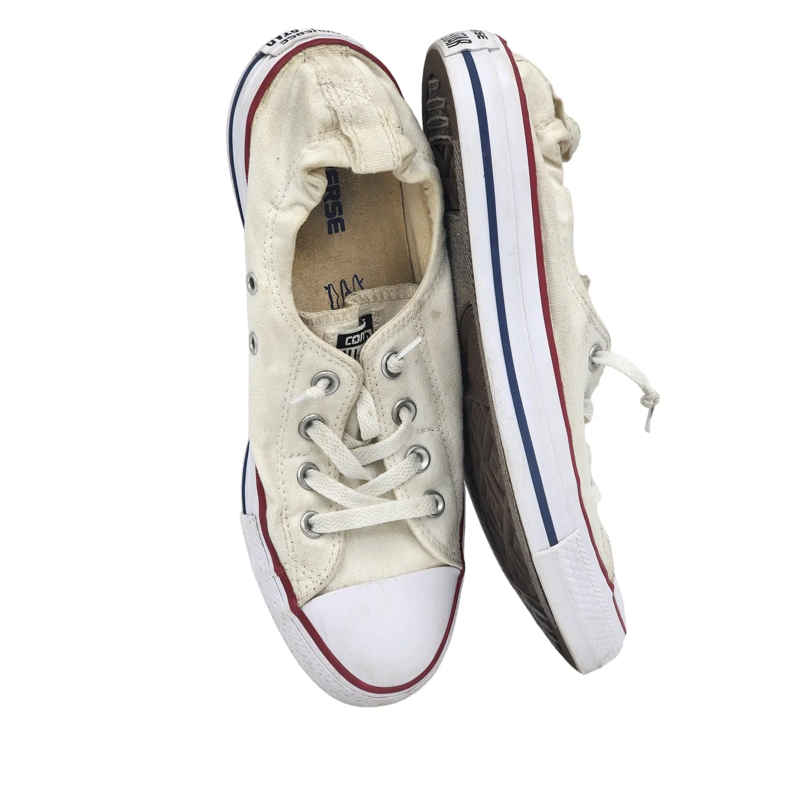 Converse All Star Sneakers Womens 10 Shoes Slip On White Canvas Skate Low Top