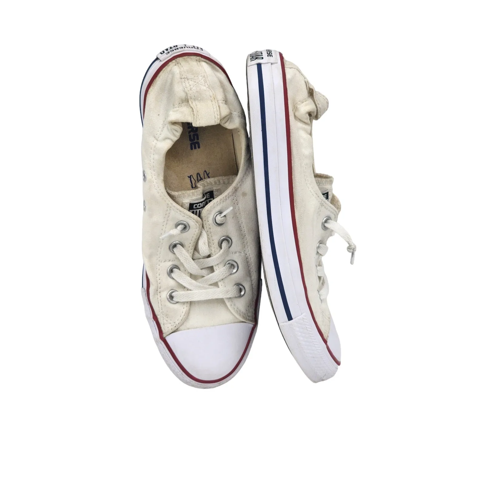 Converse All Star Sneakers Womens 10 Shoes Slip On White Canvas Skate Low Top