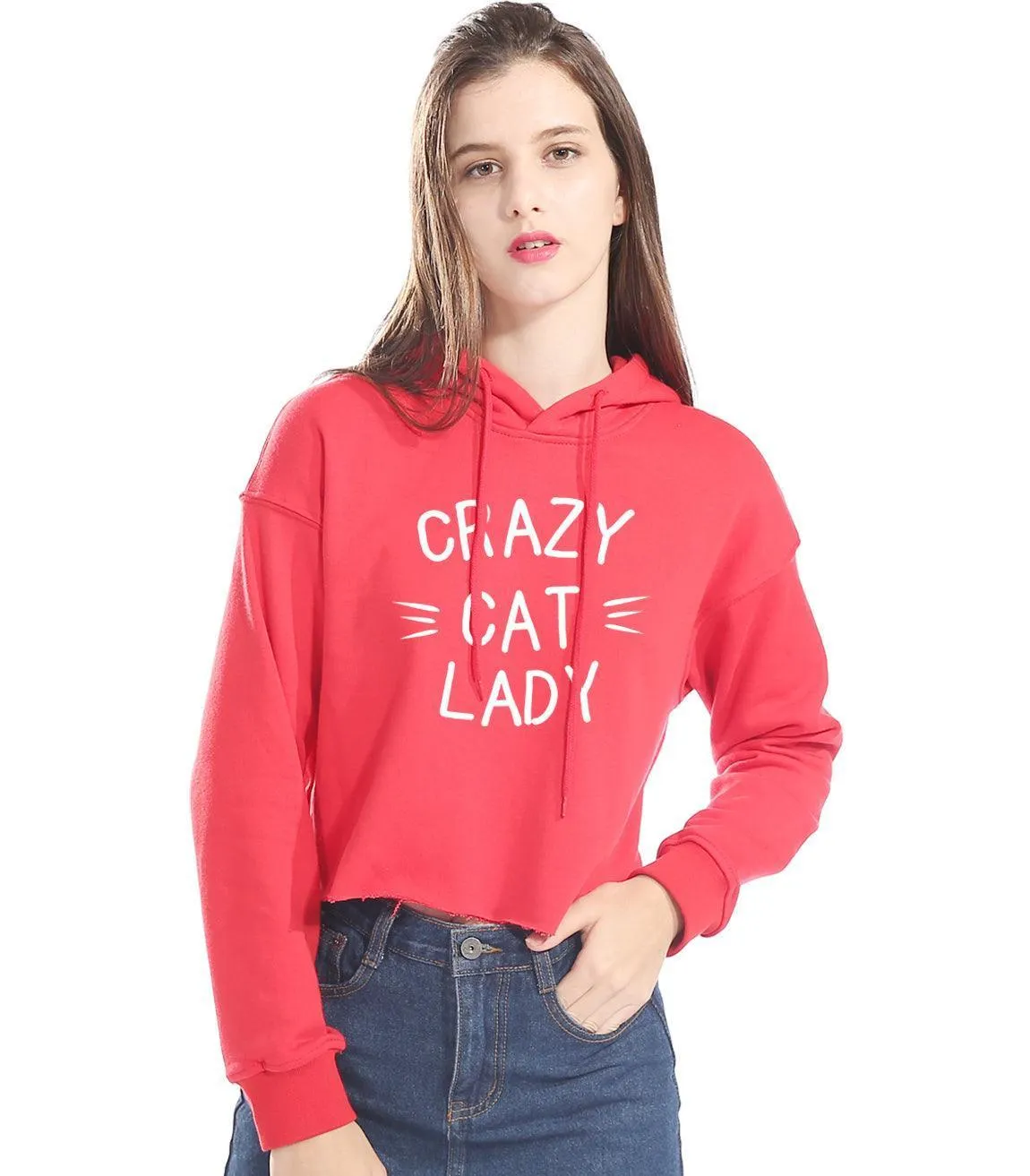 CROPPED CRAZY CAT LADY HOODIE