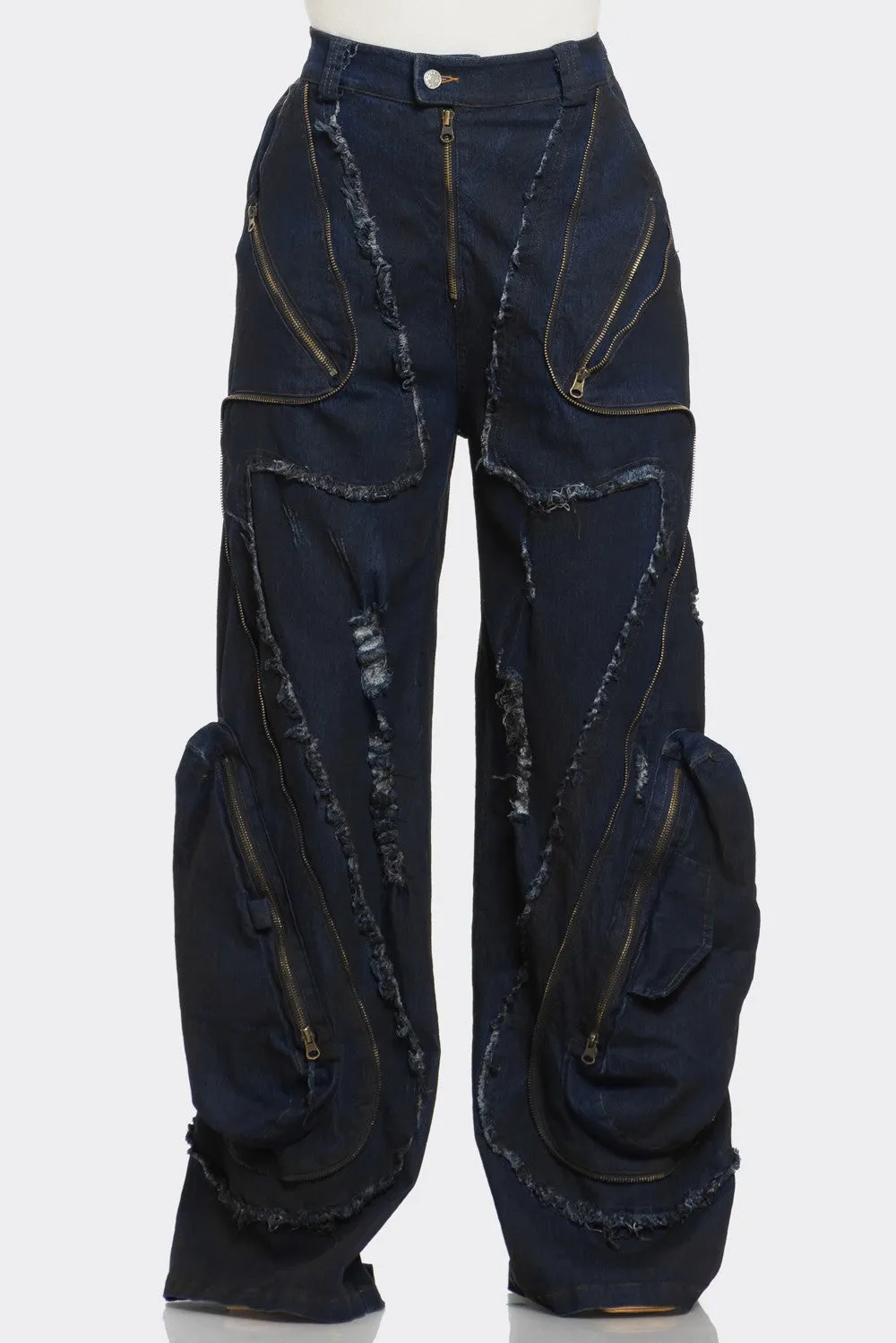 Distressed Cargo Jeans