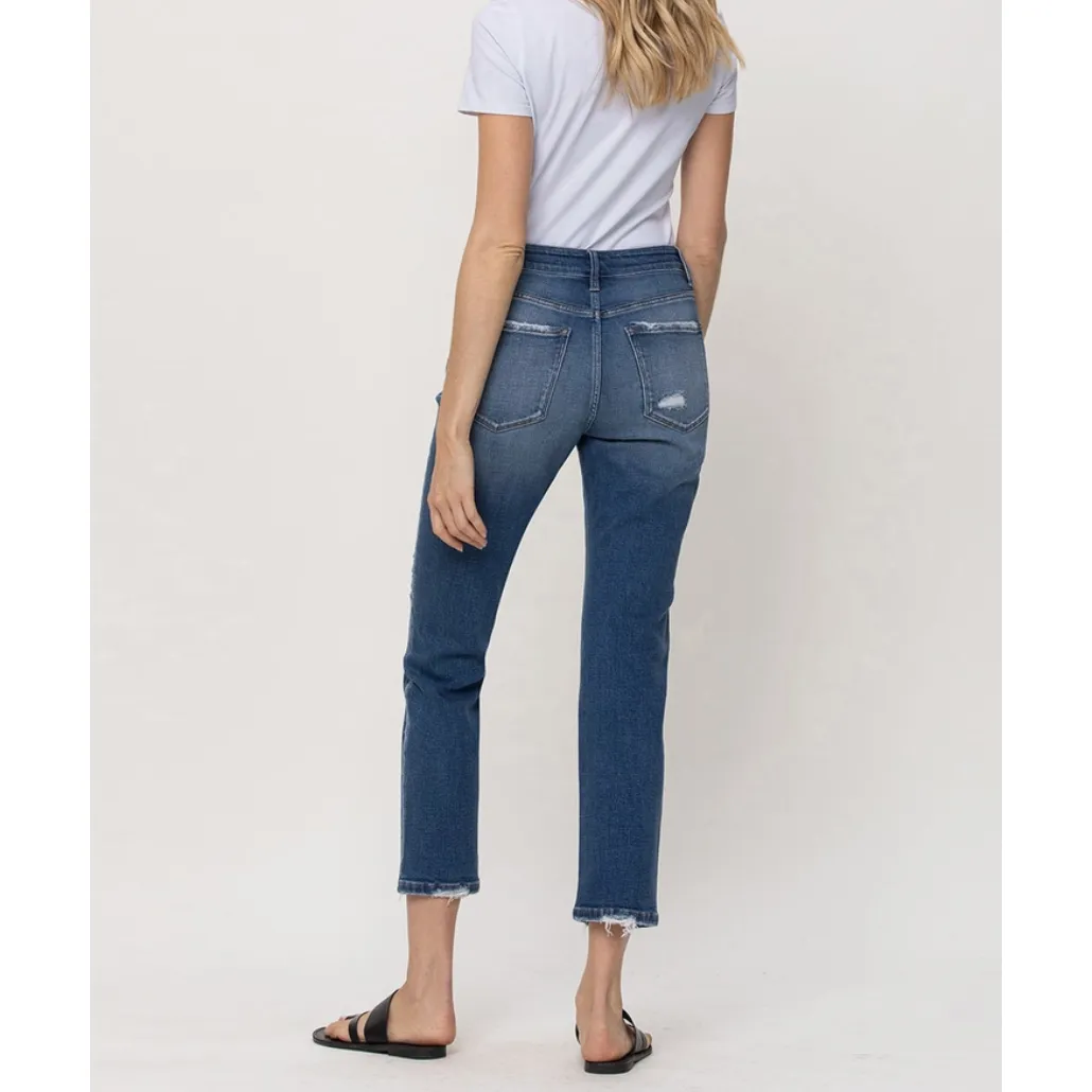 Distressed Crop Hem Boyfriend Jeans