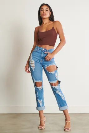 Distressed Mom Jeans