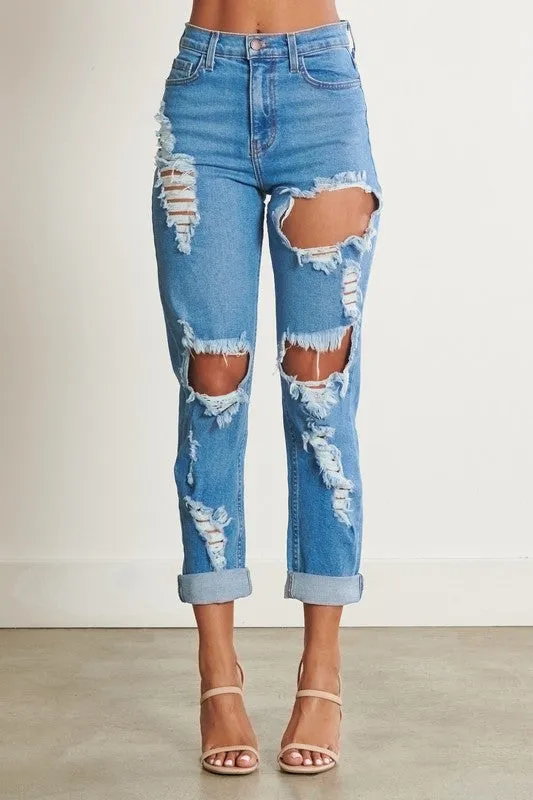 Distressed Mom Jeans