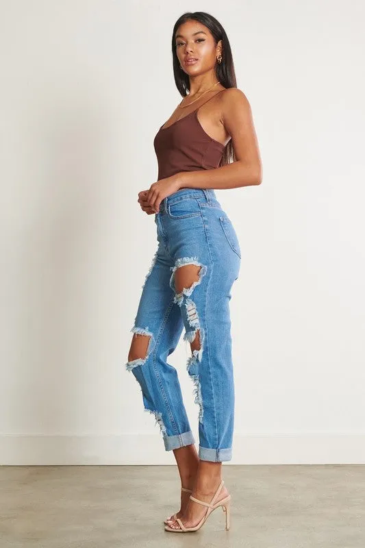 Distressed Mom Jeans