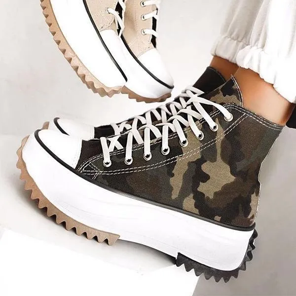 elveswallet Lace-Up High Top Zebra Canvas Sneakers