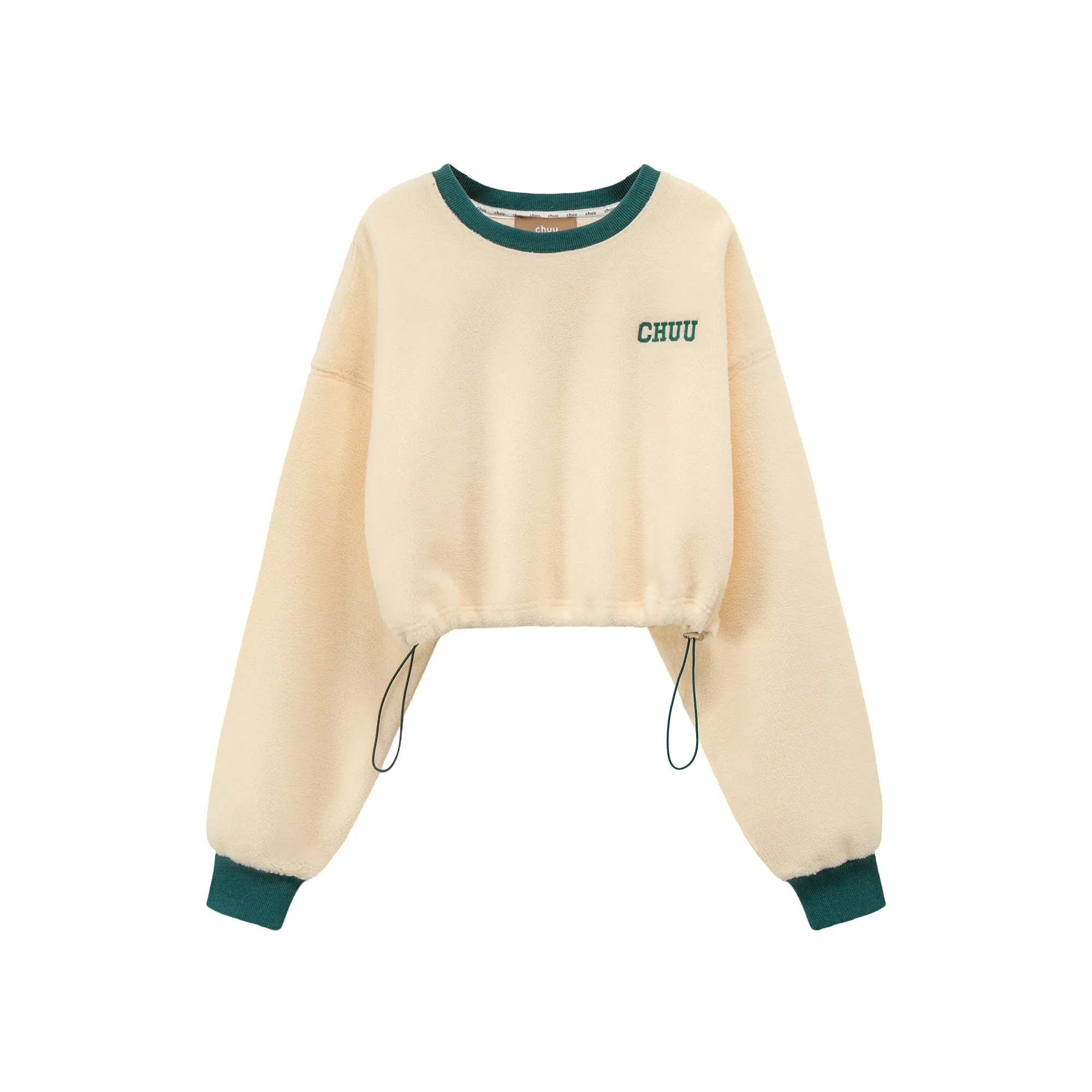 Fleece Color Matching Cropped Sweatshirt