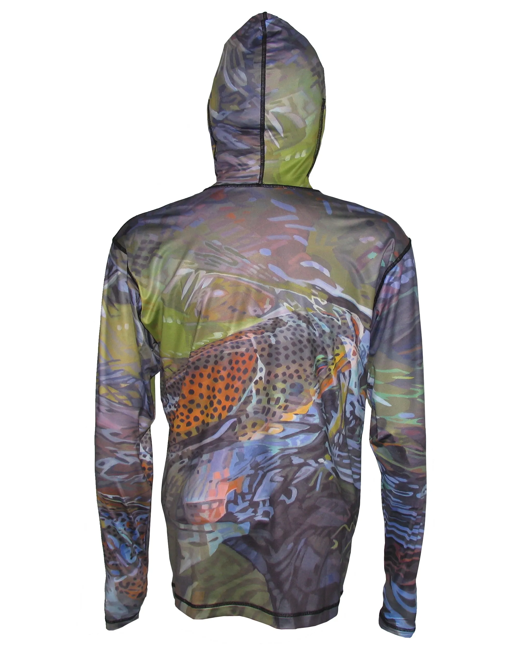 Green Brown Graphic Fishing Hoodie