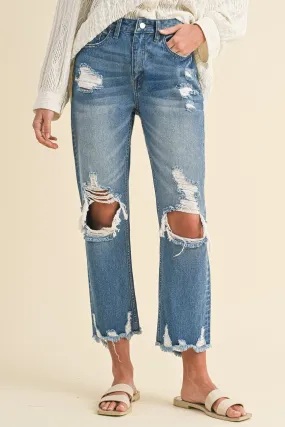 High Rise Distressed Denim