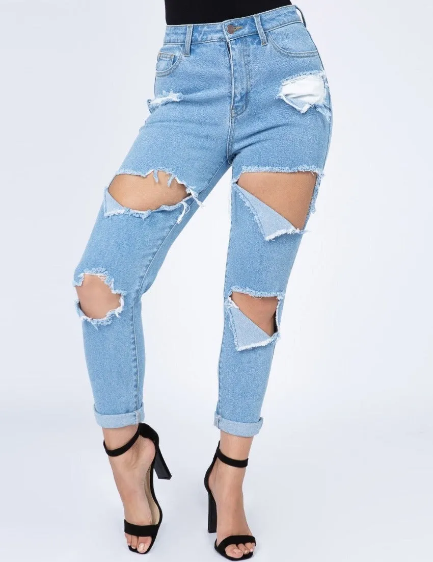 High Waist Boyfriend Fit Jeans