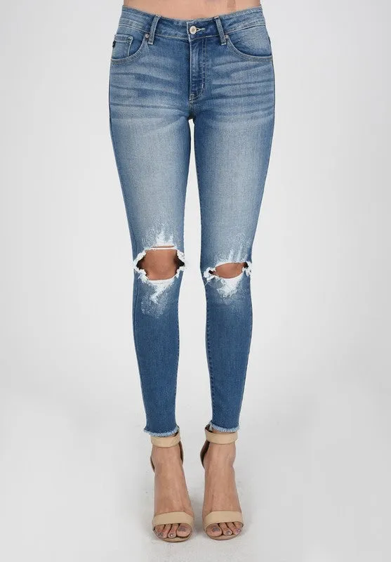 KanCan Distressed Ripped Knee Skinny Stretch Jeans