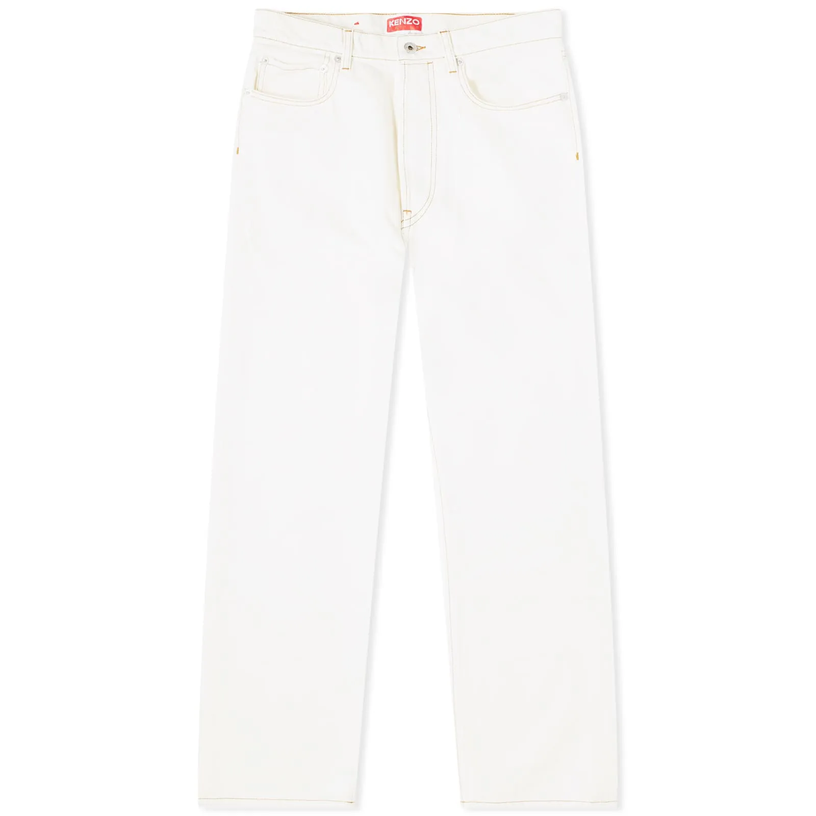 Kenzo Straight Fit Jeans in Stone Bleached White Denim