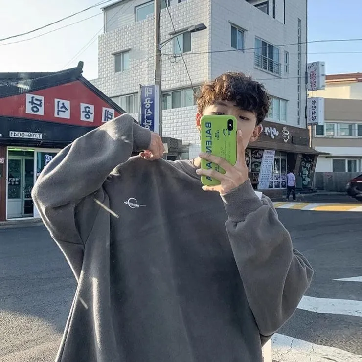 [Korean Style] Flower Fleece Oversized Sweatshirts