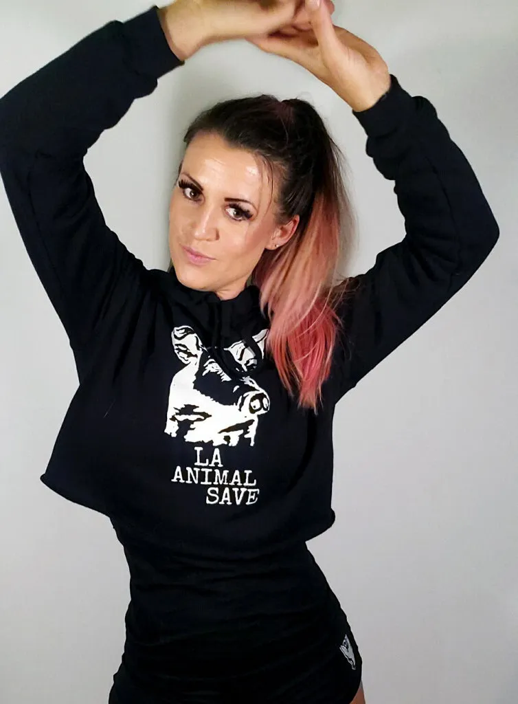 LA Animal Save Cropped Fleece Hoodie