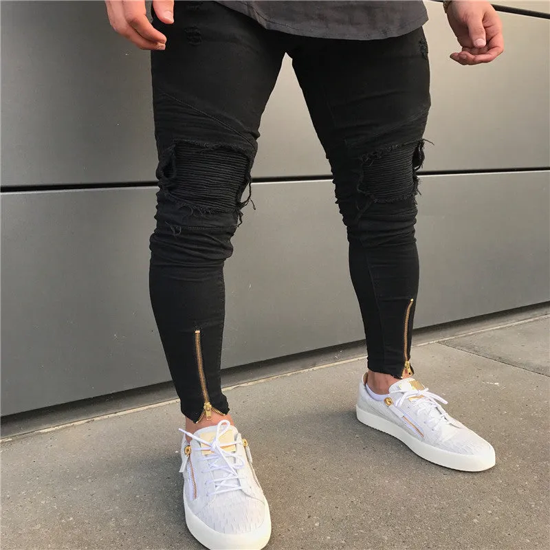 Men's Casual Skinny Ripped Jeans