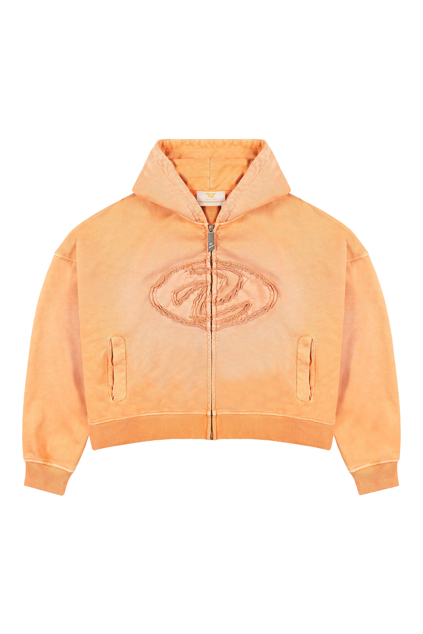 Orange Patched Logo Zip Hoodie