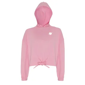 Oversized Cropped Hoodie - Pink