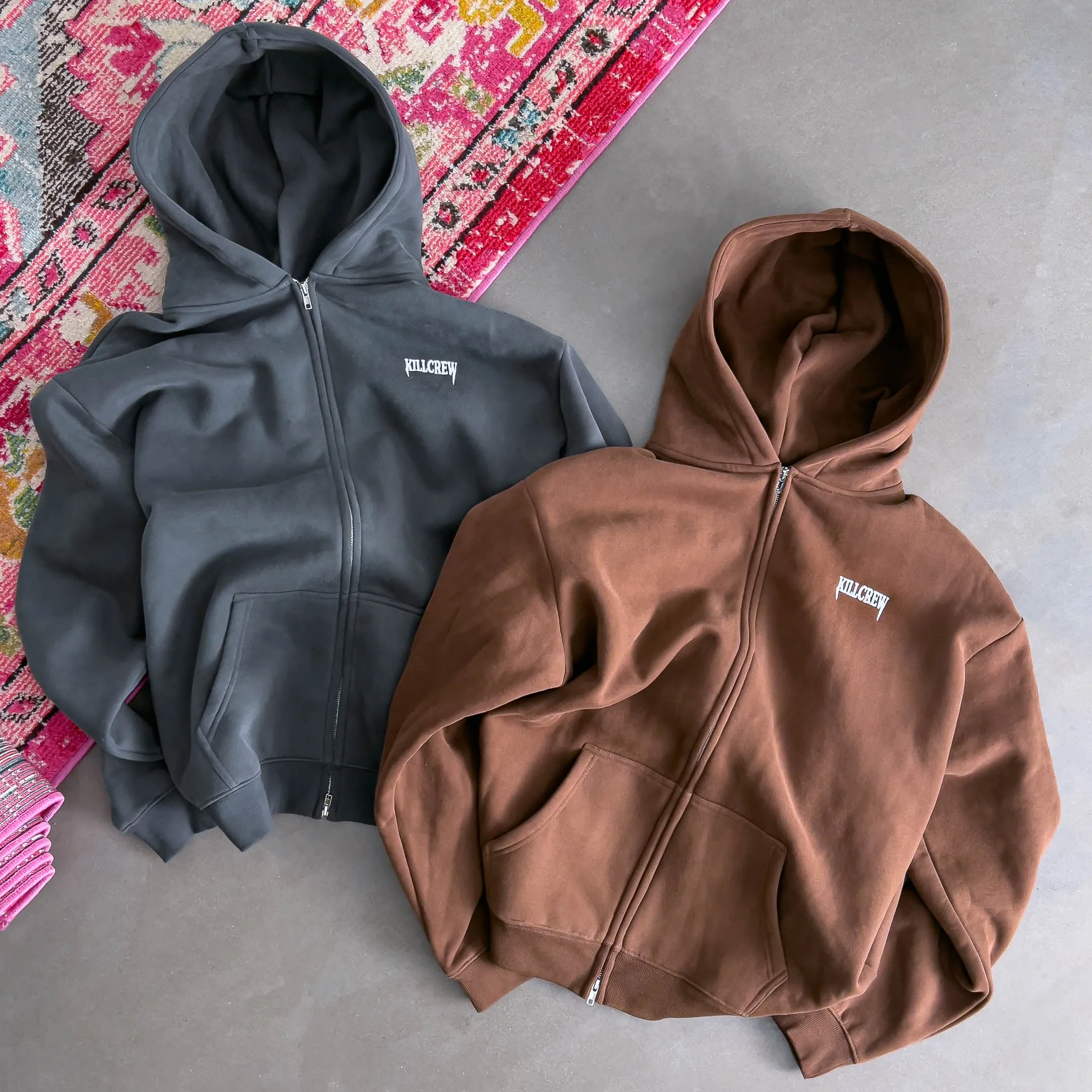 OVERSIZED LUX "SIMPLE" ZIP UP - BROWN