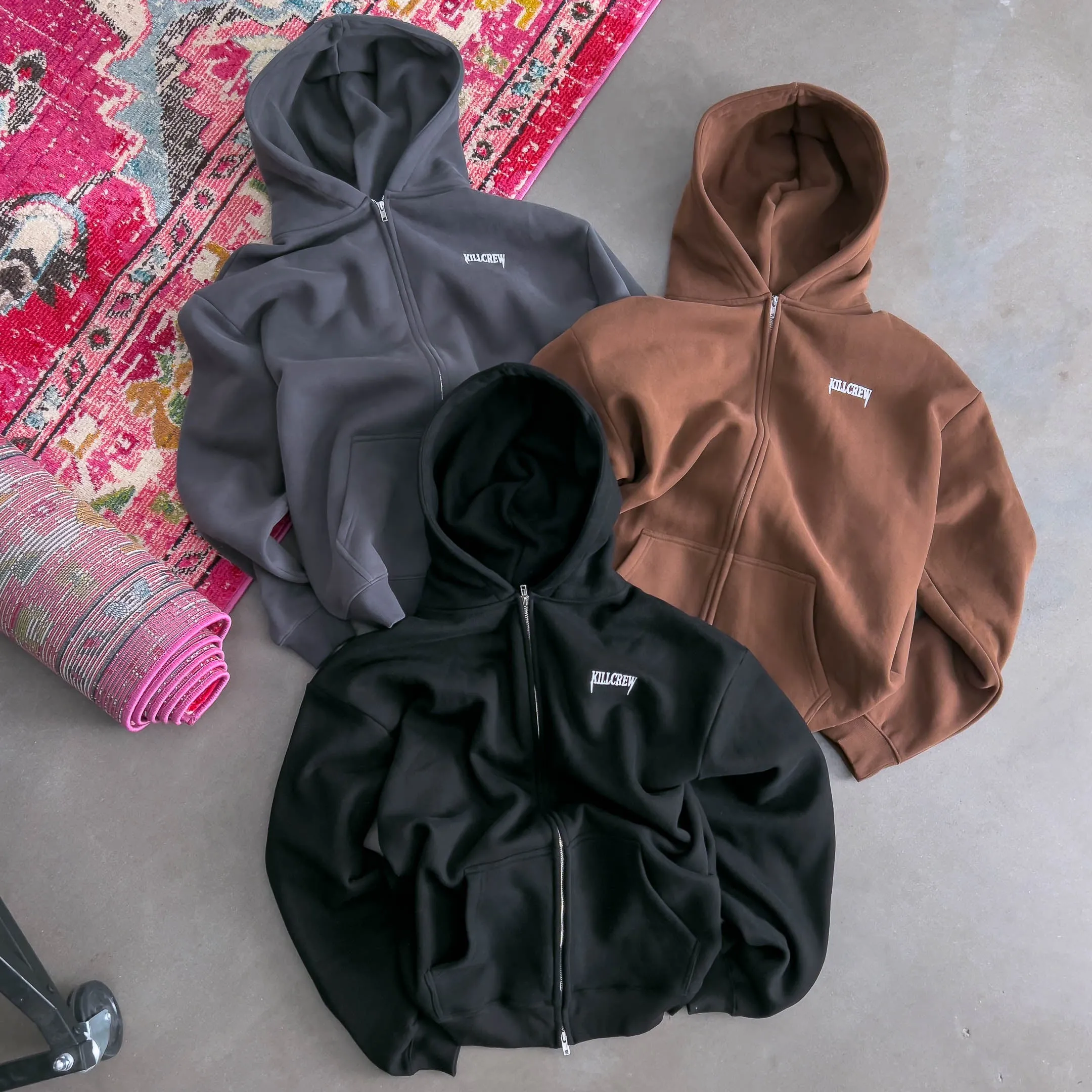 OVERSIZED LUX "SIMPLE" ZIP UP - BROWN