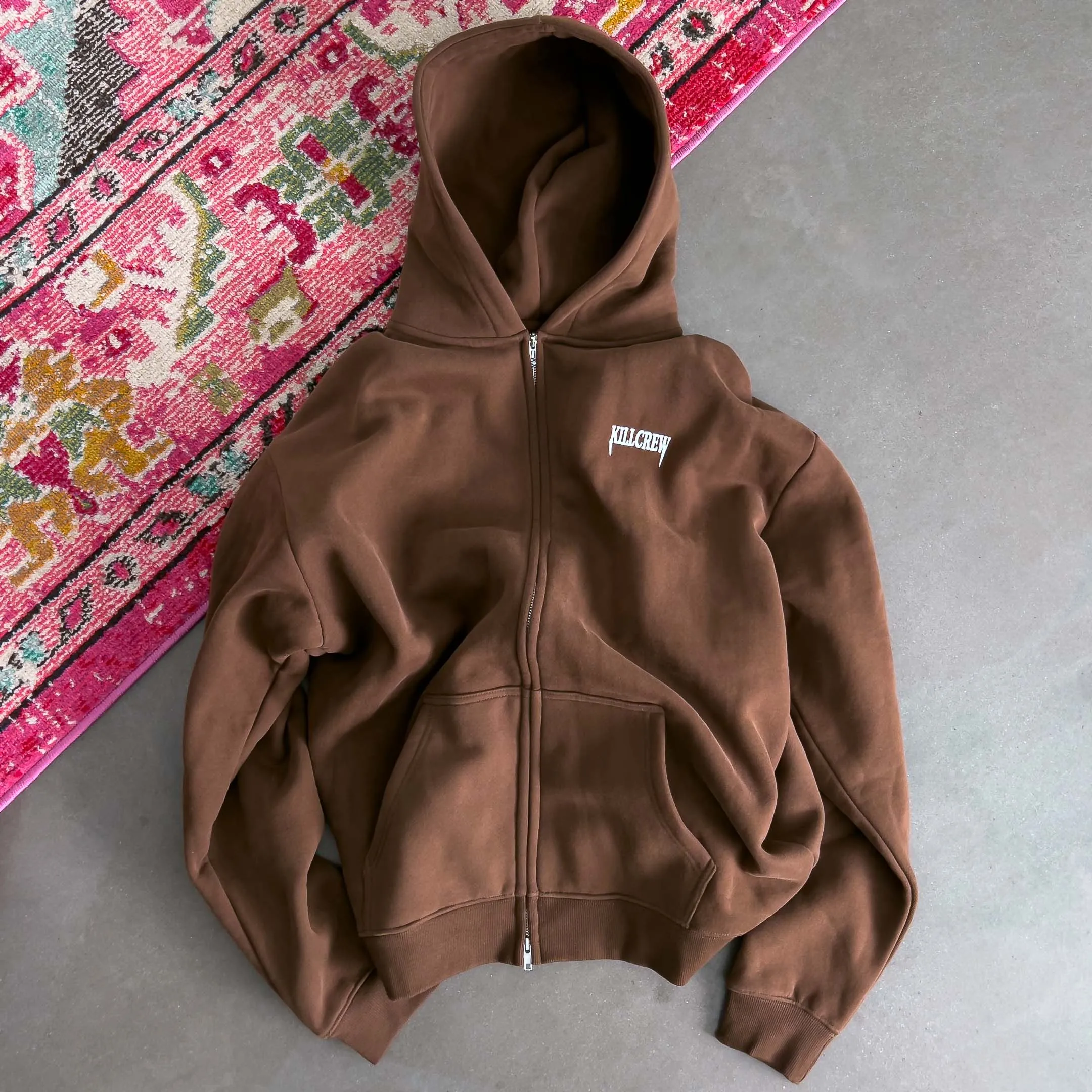 OVERSIZED LUX "SIMPLE" ZIP UP - BROWN