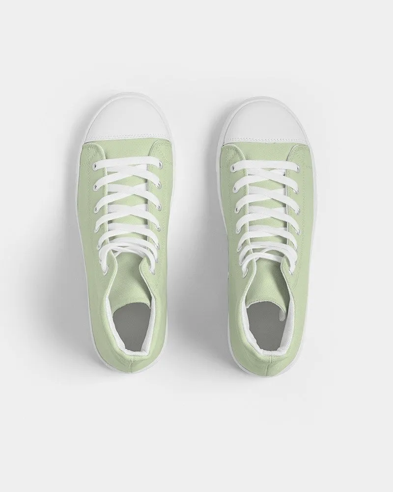 Pale Pastel Warm Green Women's High-top Canvas Sneakers | Women's | Bright Pale Pastel Warm Green | C15M0Y30K0