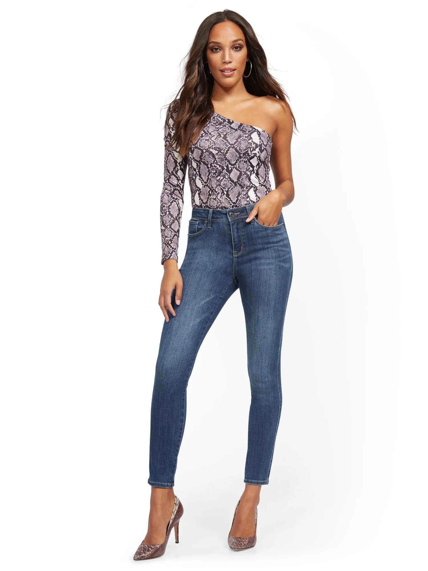 Perry High-Waisted Super-Skinny Jeans - Blue Hustle