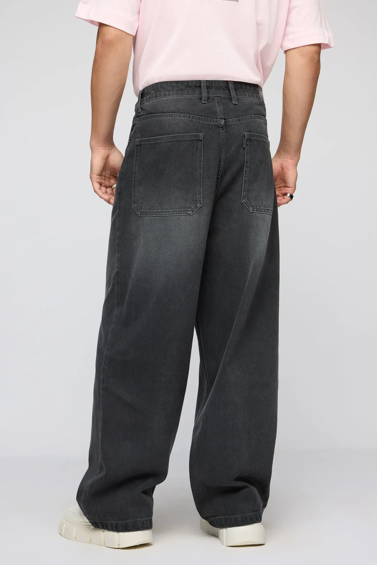 Phantom Black Faded Men's Wide Leg Jeans