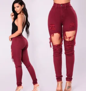 Red Skinny ripped jeans