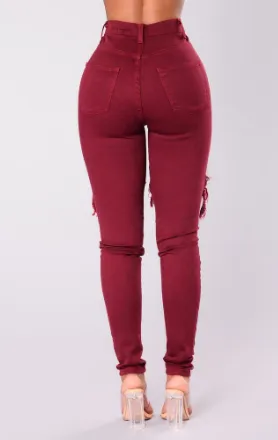 Red Skinny ripped jeans