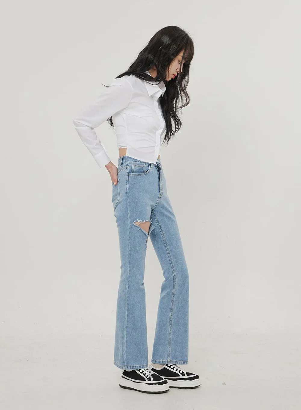 Ripped Bootcut Jeans BF306
