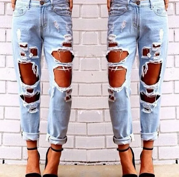 Ripped light denim jeans