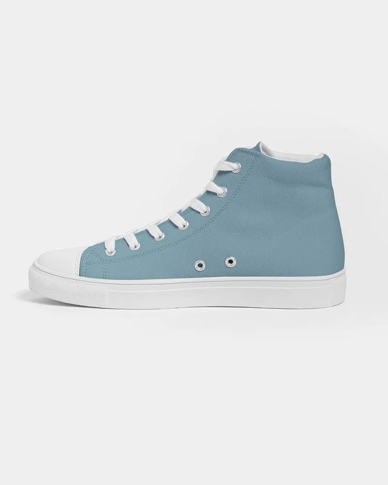 Shaded Pale Pastel Cyan Gray High-Top Canvas Sneakers | Men's | C30M0Y0K30