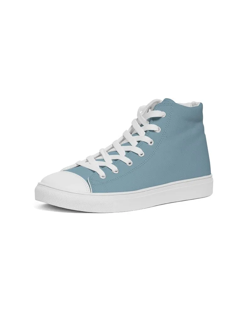 Shaded Pale Pastel Cyan Gray High-Top Canvas Sneakers | Men's | C30M0Y0K30